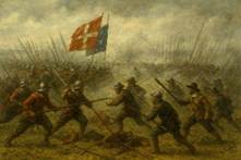 A painting of soldiers marching in a battle

AI-generated content may be incorrect.